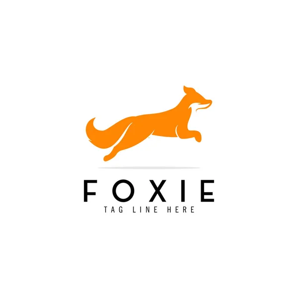 简单的狐狸跳跃标志设计 运行狐狸标志概念 轮廓矢量模板 — 图库矢量图片