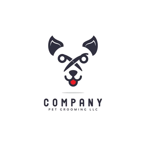 Cão Cabeça Simples Com Design Logotipo Tesoura Criativa Pet Grooming —  Vetores de Stock