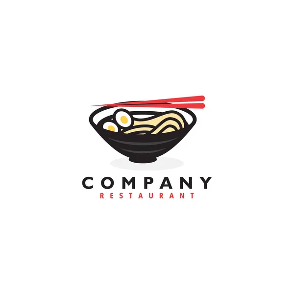Soup Noodles Bowl Egg Logo Design Illustration Food Restaurant Logo — Vettoriale Stock