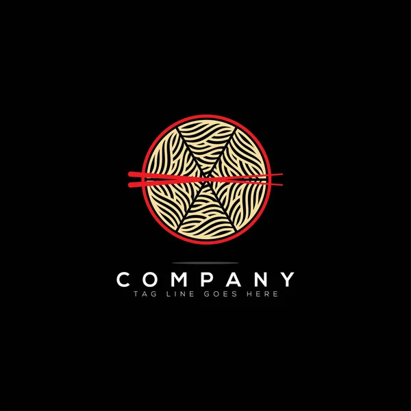 Creative Noodle Bowl Chopsticks Logo Design Good Company Related Restaurant — Vettoriale Stock