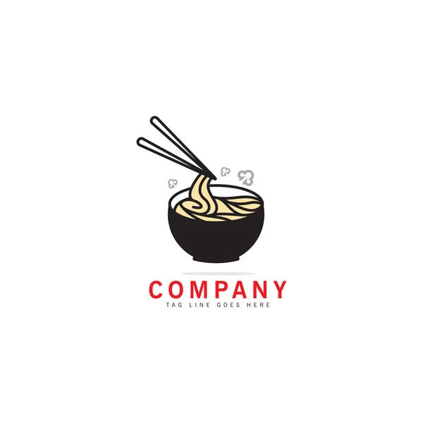 Bowl Hot Noodles Logo Design Good Food Restaurant Logo Concept — Vettoriale Stock