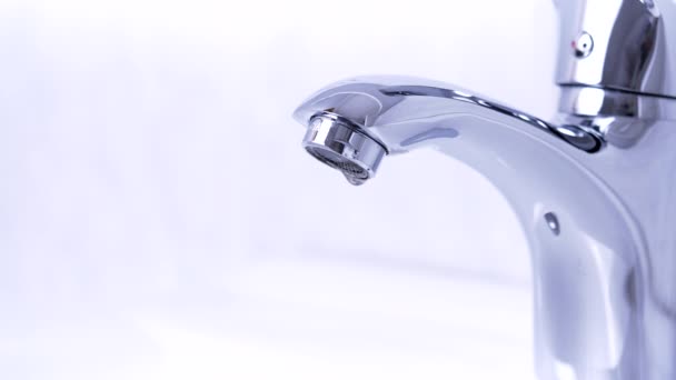 Water Tap Stainless Steel Faucet Video Drop Drip Bathroom Sink — Stock Video