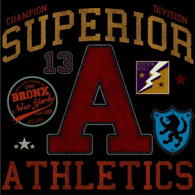 Tekstil grafik tasarımı için spor takımı ögeleri 