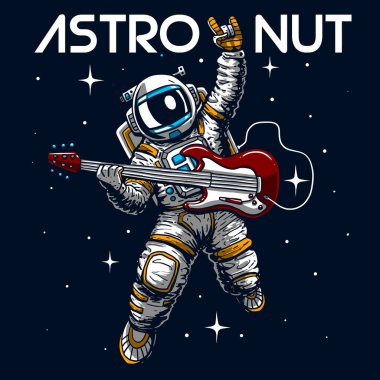 astro nut electro guitar illustration graphic art  