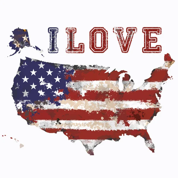 Love America Art Tee Graphic Print — ストックベクタ