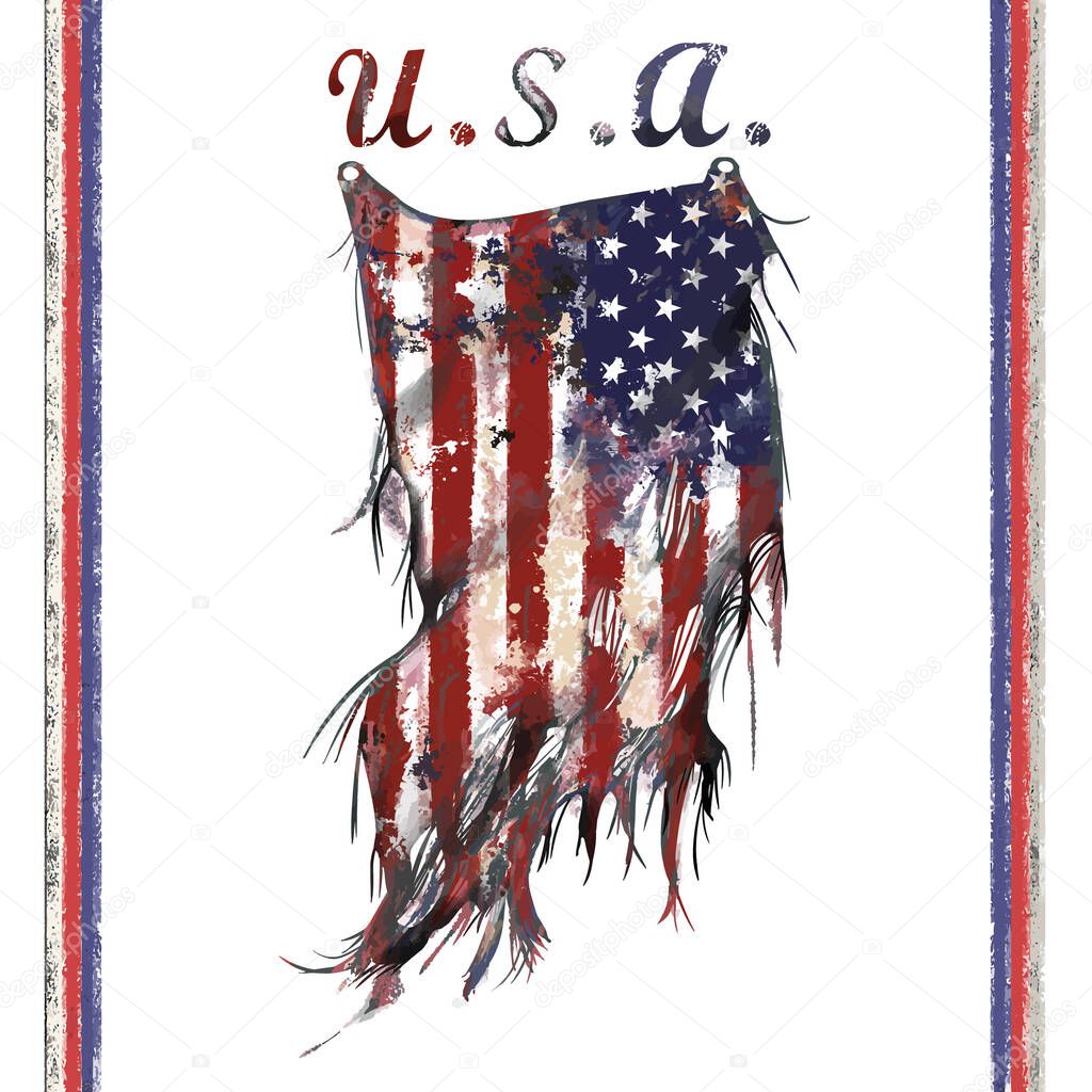 ripped american flag illustration