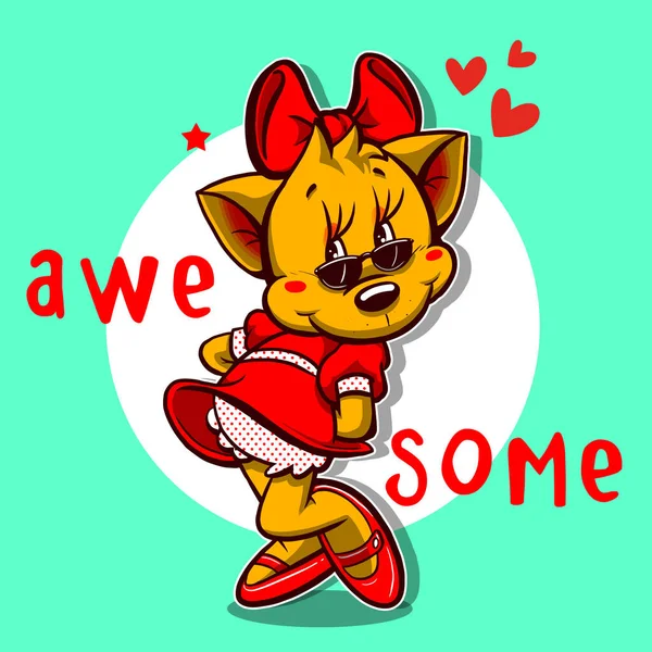 Awesome Cat Character Design Shirt Wallpaper Pin Sticker Art Graphic — Vector de stock
