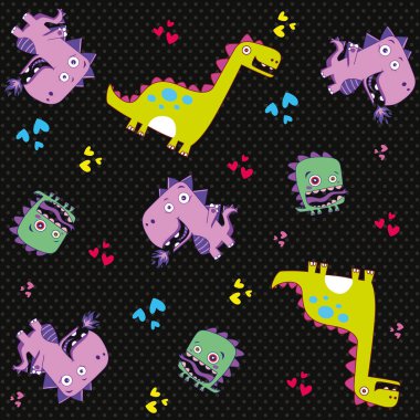 Dinozor desenli eşofman pijama desenli duvar kâğıdı sanat tekstil aksesuar tasarımı