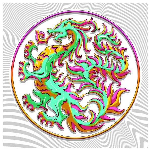 Барвистий Смарагдовий Азіатський Концепт Ілюстрація Трійник Графічний Дизайн Настінного Мистецтва — стоковий вектор