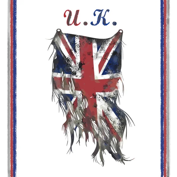 Flaga Anglii Grunge Tekstury Ręcznie Rysowane Ilustracji Tee Grafika Ściana — Wektor stockowy