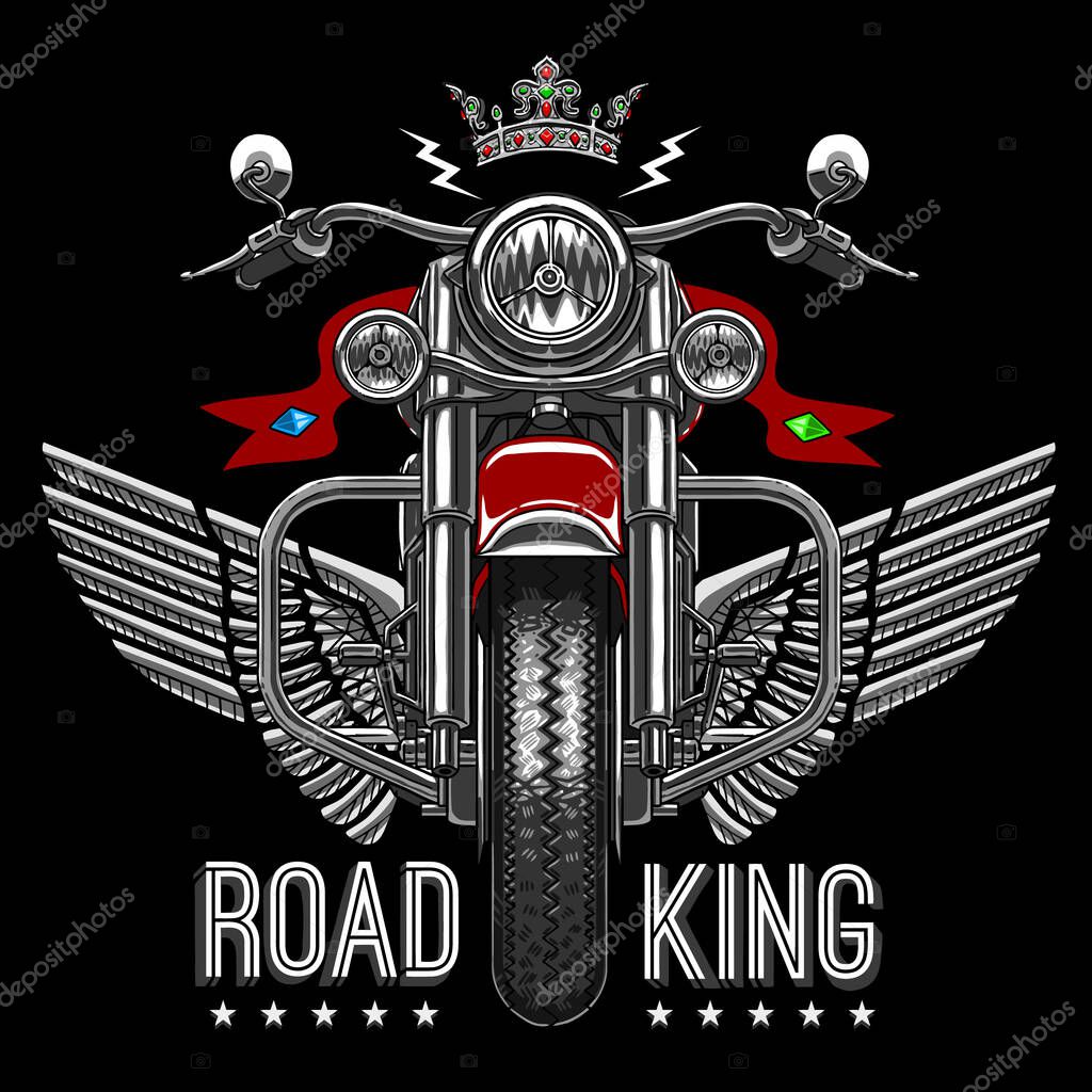 Vintage chopper custom motorcycle vector art. tee graphic wall art pajama cartoon character home textile postcard print sticker design