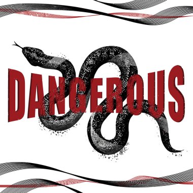 El yapımı yılan, klasik oyma vektör illüstrasyon tee grafik duvar sanat evi tekstil kartpostal etiketi tasarımı