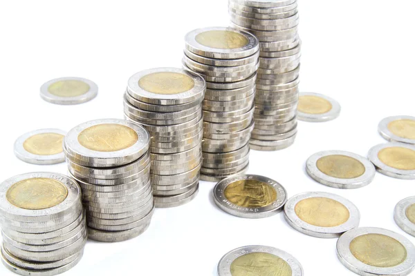 Thailändische Zehn-Baht-Münzen — Stockfoto