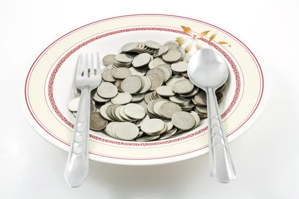 Money on dish — Stock Photo, Image