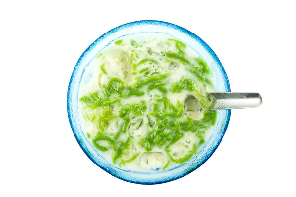 Macarrão feito de arroz comido com creme de coco — Fotografia de Stock