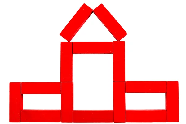 Red house made of wooden toy — Stock Photo, Image