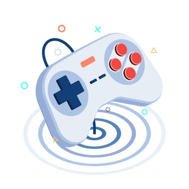 Flat 3d Isometric Game Controller or Gamepad. Esports Concept.