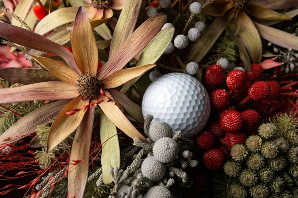 Tatil için çiçekli golf topları, doğum günü, kart, kupon