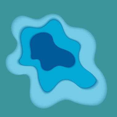 Kağıt kesme tarzında modern üç boyutlu arkaplan. Deniz illüstrasyonu. Renkli modern şablon tasarımı, Vektör