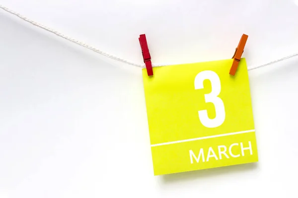 March 3Rd Day Month Calendar Date Paper Cards Calendar Day — Stock Photo, Image