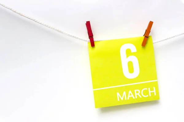 March 6Th Day Month Calendar Date Paper Cards Calendar Day — Stock Photo, Image