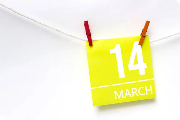 March 14Th Day Month Calendar Date Paper Cards Calendar Day — Stock Photo, Image