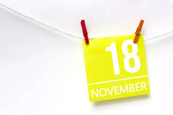 Νοεμβρίου Ημέρα Του Μήνα Ημερομηνία Ημερολογίου Χαρτοκάρτες Σχοινί Κρεμασμένο Για — Φωτογραφία Αρχείου