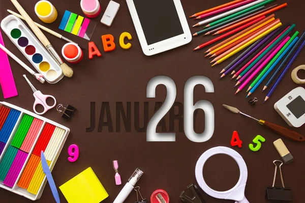 Enero Día Del Mes Fecha Del Calendario Cuaderno Escolar Varios — Foto de Stock