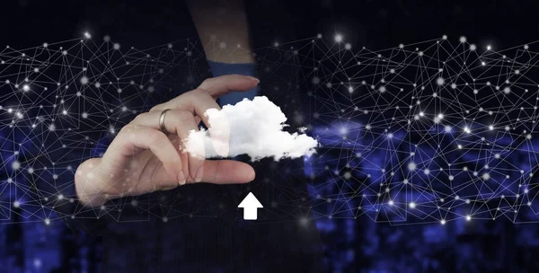 Tecnología Computación Nube Fondo Concepto Internet Mantenga Nube Holograma Digital — Foto de Stock