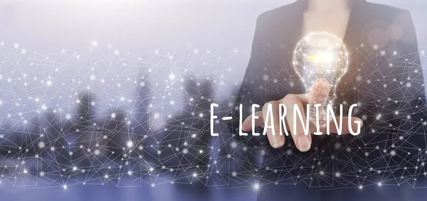 Learning Εκπαίδευση Στο Διαδίκτυο Webinar Online Μαθήματα Χέρι Αφής Ψηφιακή — Φωτογραφία Αρχείου