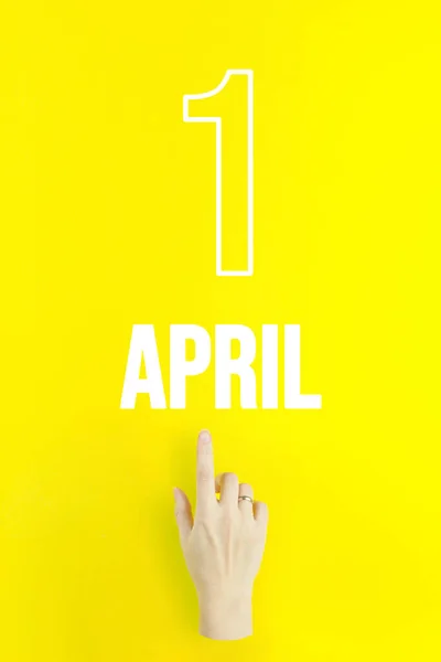 April 1St Day Month Calendar Date Hand Finger Pointing Calendar — Foto de Stock