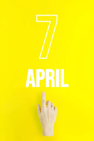 April 7Th Day Month Calendar Date Hand Finger Pointing Calendar — ストック写真