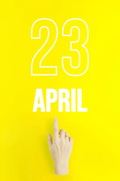 April 23Rd Day Month Calendar Date Hand Finger Pointing Calendar — Foto de Stock