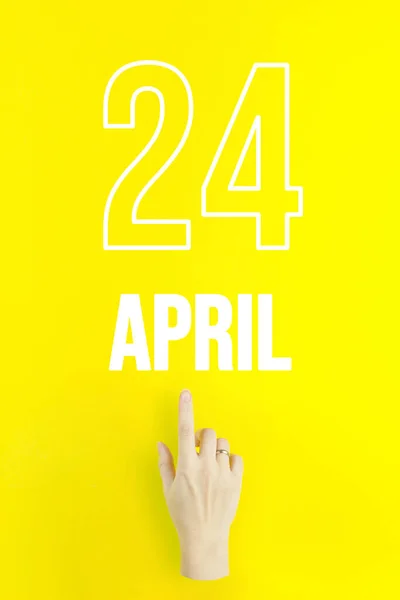 April 24Th Day Month Calendar Date Hand Finger Pointing Calendar — Foto de Stock