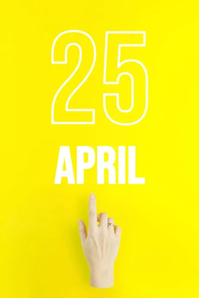 April 25Th Day Month Calendar Date Hand Finger Pointing Calendar — Foto de Stock