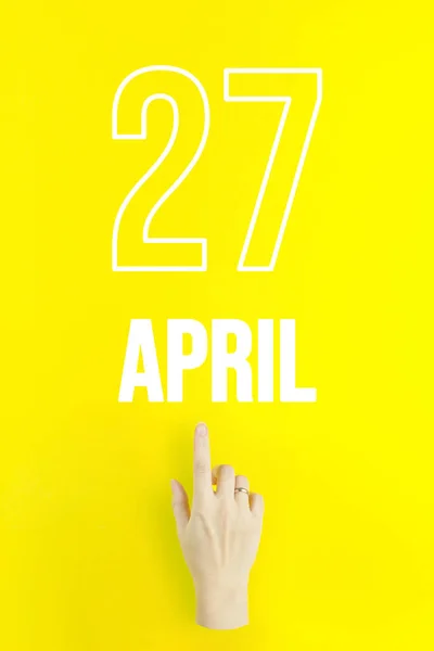 April 27Th Day Month Calendar Date Hand Finger Pointing Calendar — Foto de Stock