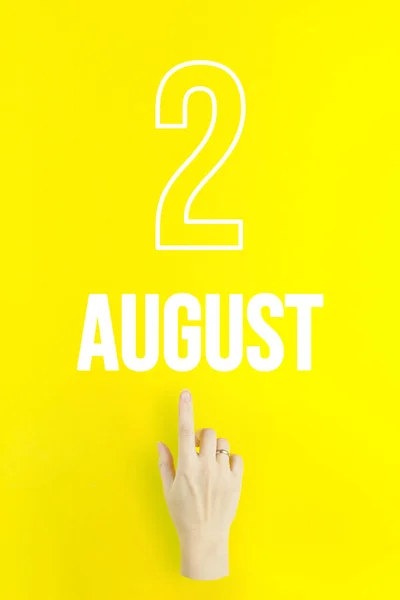 August 2Nd Day Month Calendar Date Hand Finger Pointing Calendar — 스톡 사진