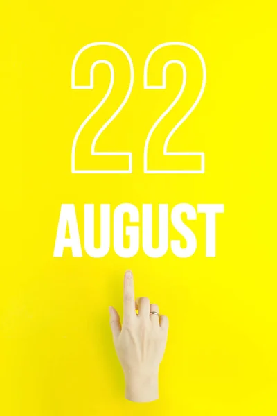 August 22Nd Day Month Calendar Date Hand Finger Pointing Calendar — 스톡 사진