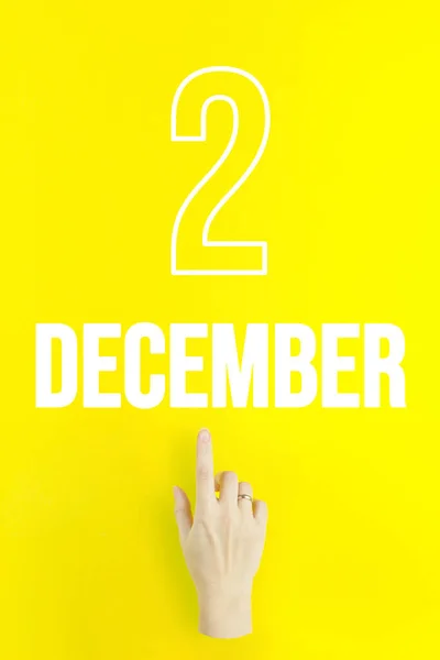 December 2Nd Day Month Calendar Date Hand Finger Pointing Calendar — Stock fotografie