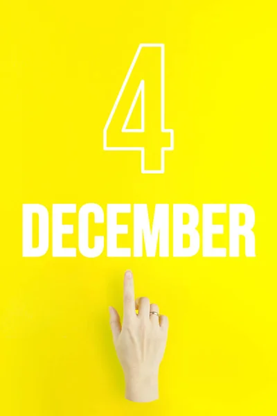 December 4Th Day Month Calendar Date Hand Finger Pointing Calendar — Φωτογραφία Αρχείου