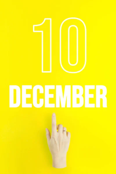 December 10Th Day Month Calendar Date Hand Finger Pointing Calendar — Stock fotografie