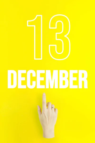 December 13Rd Day Month Calendar Date Hand Finger Pointing Calendar — Stock fotografie
