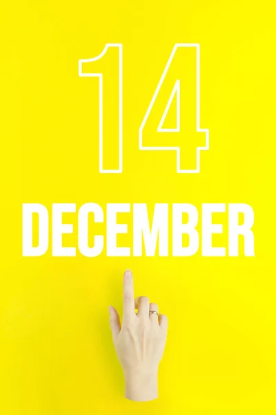 December 14Th Day Month Calendar Date Hand Finger Pointing Calendar — Stock fotografie