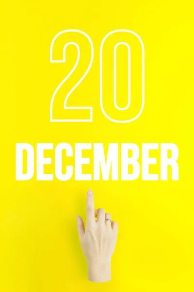 December 20Th Day Month Calendar Date Hand Finger Pointing Calendar — Stock fotografie