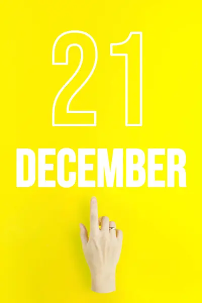 December 21St Day Month Calendar Date Hand Finger Pointing Calendar — Stock fotografie
