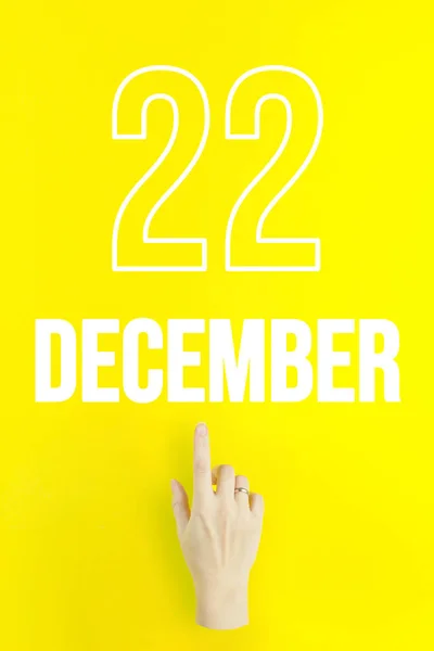 December 22Nd Day Month Calendar Date Hand Finger Pointing Calendar — Stockfoto