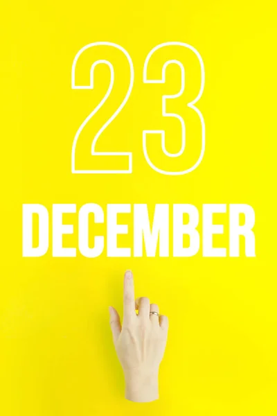 December 23Rd Day Month Calendar Date Hand Finger Pointing Calendar — Stock fotografie