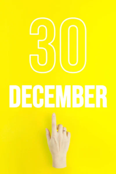 December 30Th Day Month Calendar Date Hand Finger Pointing Calendar — Stockfoto