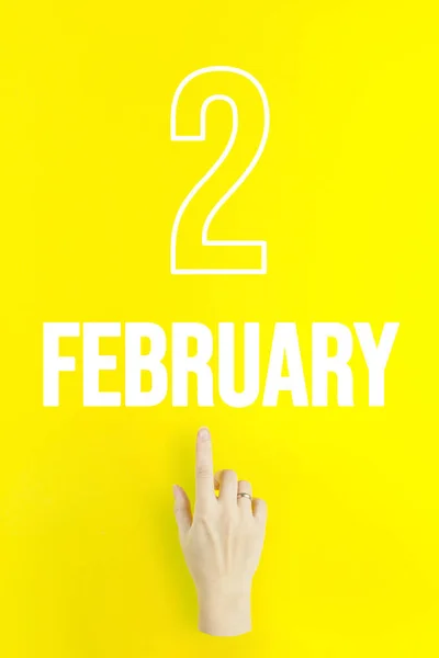 February 2Nd Day Month Calendar Date Hand Finger Pointing Calendar — Stock fotografie