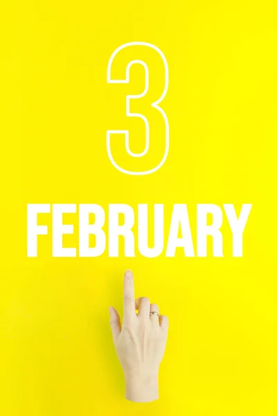 February 3Rd Day Month Calendar Date Hand Finger Pointing Calendar — Stock fotografie